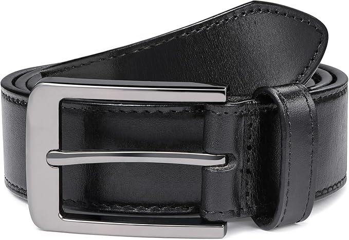 MILORDE Men's Genuine Leather Dress Belt, Handmade, 100% Cow Leather, Fashion & Classic Designs for Work Business and Casual