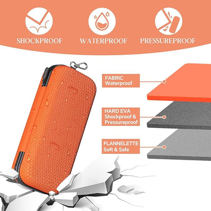 Double Eyeglasses Case Dual Sunglasses Case Hard Shell Glasses Case with Clip Metal Carabiner Travel