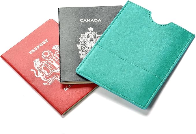 XEYOU Passport Holder Cover - Ultra Slim Premium Vegan Leather Travel Wallet Case Cover (Green)