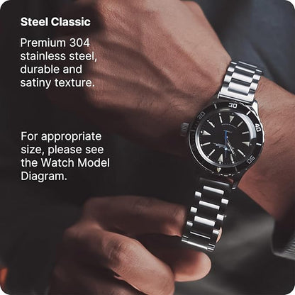 Fullmosa 24mm Stainless Steel Watch Band, Quick Release Metal Replacement Strap with Removable Links, Includes Spring Bars & Link Removal Tool for Men Women (Silver)