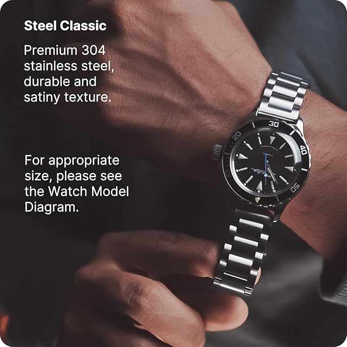 Fullmosa Stainless Steel Watch Band 16mm 18mm 19mm 20mm 22mm 24mm, Quick Release Metal Replacement Strap with Removable Links, Includes Spring Bars & Link Removal Tool for Men Women (20mm, Silver)