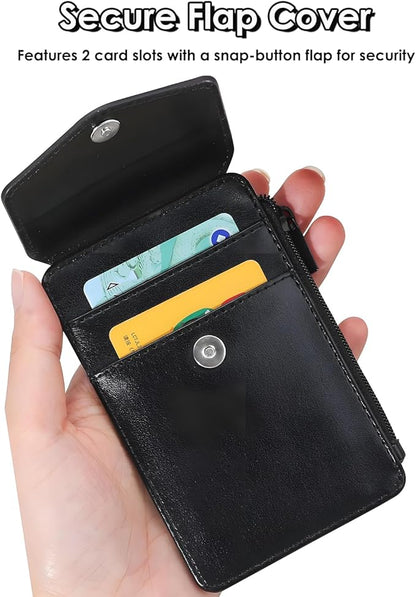 Teskyer ID Badge Holder with Lanyard, 1 Zip Pocket and 4 Card Slots, Lanyard ID Card Holder Wallet for Office School Work Badges, Cruise Ship Cards, Pass Cards - Black