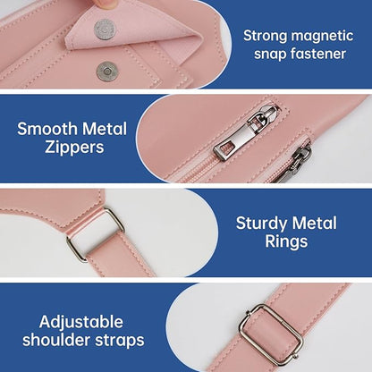 Double Shoulder Armpit Bag for Men, Anti-Theft Underarm Shoulder Holster Bag with Adjustable Strap, Hidden Phone Wallet Pocket for Travel & Daily Commute (Pink)