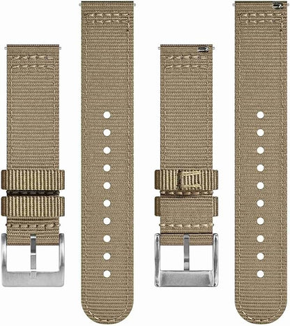 BISONSTRAP Men’s Nylon Watch Bands, Two-Piece Military Watch Straps, Quick Release, Brushed Buckle, Band Width 18mm 19mm 20mm 22mm