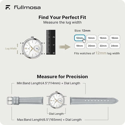 Fullmosa Watch Band, Quick Release Leather Watch Strap for Men Women, Replacement Bands Width 12mm 14mm 16mm 18mm 19mm 20mm 21mm 22mm 24mm