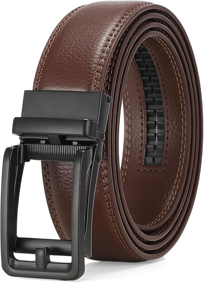 SENDEFN Men's Leather Dress Casual Belt 1 3/8" Automatic Adjustable Click Buckle Belts with Gift Box