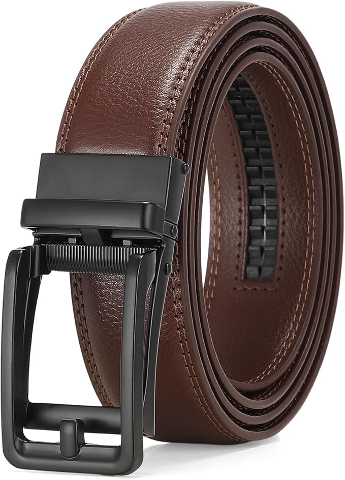 SENDEFN Men's Leather Dress Casual Belt 1 3/8" Automatic Adjustable Click Buckle Belts with Gift Box