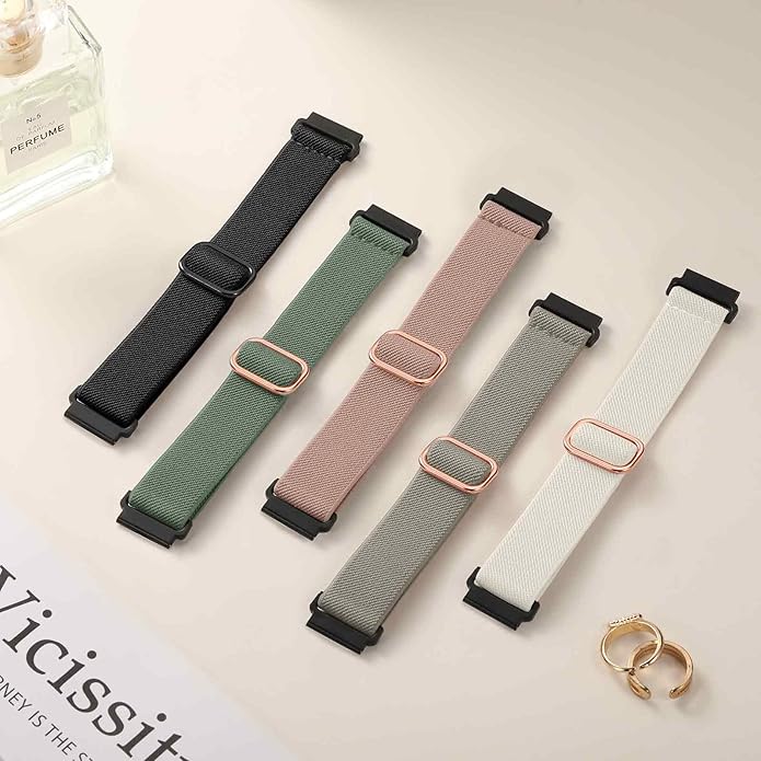 20mm Stretchy Watch Band Compatible with Garmin Vivoactive 5 6 Watch Bands,Quick Release Water-Resistant Nylon Elastic Strap for Vivoactive 3/Venu Sq/Sq 2/Sq Music, Forerunner 245/165/55/570 Women Men