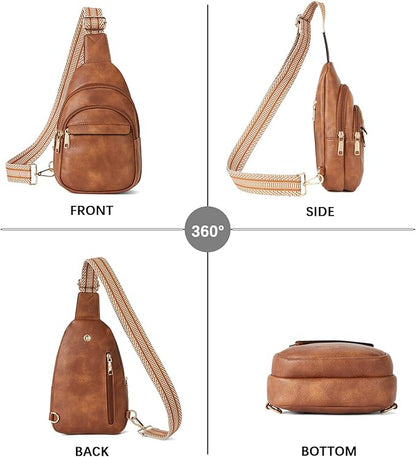 BOSTANTEN Small Sling Bag for Women Leather Crossbody Bags Fanny Pack Chest Bag for Travel