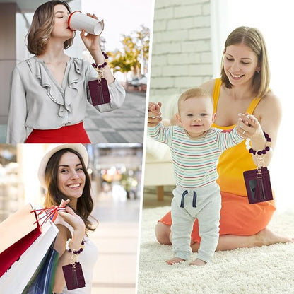KNGITRYI Wallet Keychain Wristlet for Women,Slim RFID Credit Card Holder Purse Tassel Keychain Bangle Key Ring for Men Women