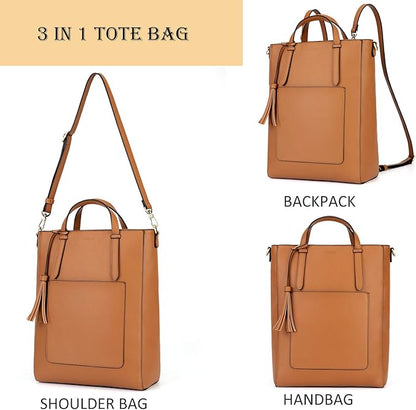 ECOSUSI Tote Bag Convertible Backpack for Women Vegan Leather Handbag Multifuction Shoulder Bag