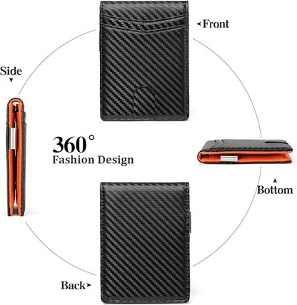 Slim Wallet for Men Bifold RFID Blocking Front Pockets Wallet Credit Card Holder Minimalist Leather Money Clip Mens Wallet with 12 card Slots