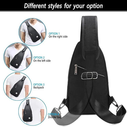 Small Sling Bag Crossbody Backpack Over the Shoulder Bag for Men Women Travel Outdoors, Lightweight Chest Pack (Large,Black)