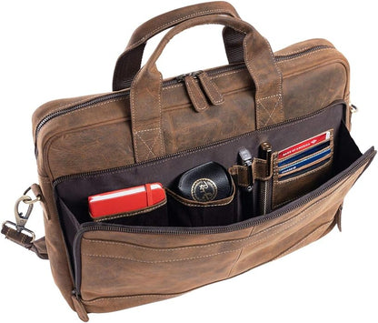 KomalC 16 Inch Leather briefcases Laptop Messenger Bags for Men and Women Best Office Satchel Bag