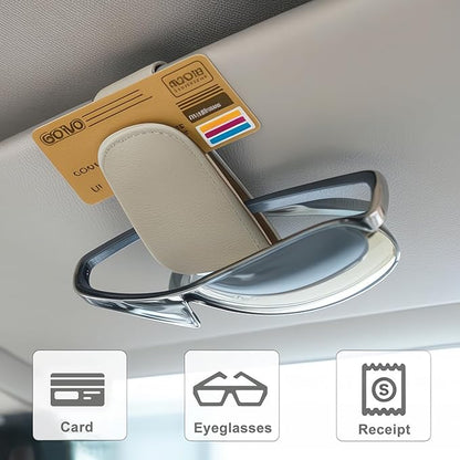 EldHus Car Sunglass Holder for Visor, Magnetic Car Eyeglass Holder Clip, Universal Vehicle Sunglasses Eyeglasses Mount, 1 Pack Beige