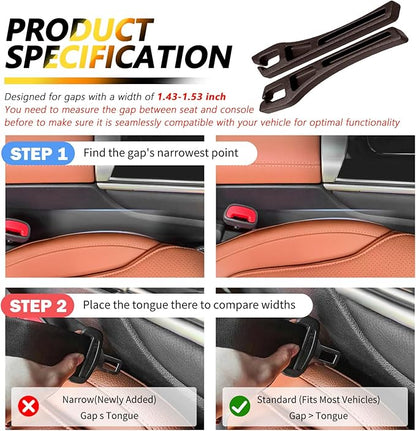 Junecarp 2PCS 2-in-1 Car Seat Gap Filler Organizer with Storage Slots,No Drop Car Gap Seat Filler for Storing Items,Universal in Between Cars Seats Catcher Cars Interior Accessories (Brown)