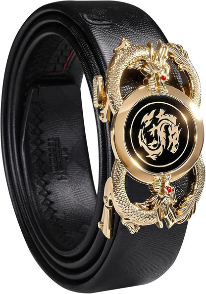 Dubulle Designer Ratchet Belt for Men Leather Fashion Adjustable Automatic Buckle Sliding Removable Dress Casual