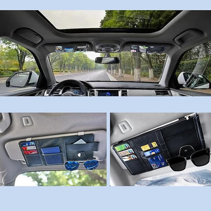 Car Sun Visor Organizer, Car Visor Organizer Visor Storage Organizer with Pockets Car Visor Storage Pouch Truck Sunvisor Organizer for Men Women(Black)