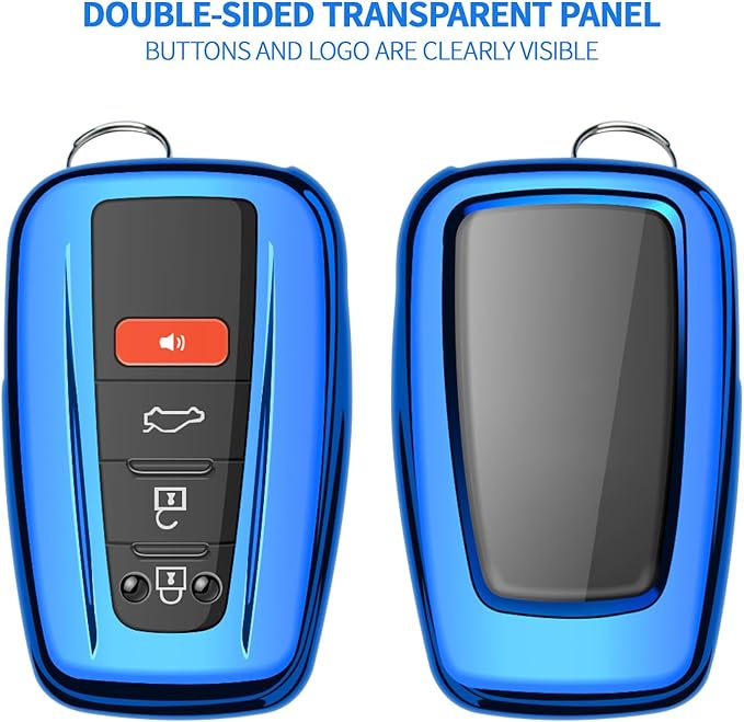 Autophone for Toyota Key Fob Cover with Keychain Soft TPU Key Shell Case,For 2019-2026 Rav4 2020-2022 Highlander Corolla Prius 2018-2024 Camry C-HR Avalon GT86 2021-2024 4runner(Blue)