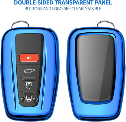 Autophone for Toyota Key Fob Cover with Keychain Soft TPU Key Shell Case,For 2019-2026 Rav4 2020-2022 Highlander Corolla Prius 2018-2024 Camry C-HR Avalon GT86 2021-2024 4runner(Blue)