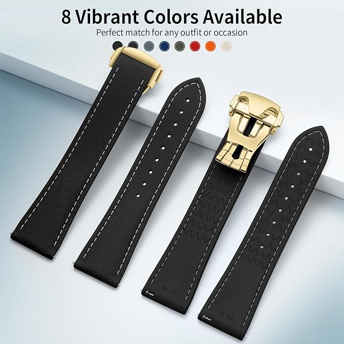 ULLCHRO Watch Strap Watch Band 20mm 22mm Man Waterproof Quick Release Bands Sport Replacement Strap Soft FKM Rubber Watchband