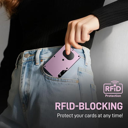 Slim Wallet for Men, Air Wallet Build in Airtag Chip, Smart Wallet Compatible with Apple Find My iOS Only, Minimalist Front Pocket Wallet RFID-Blocking Card Holder with Money Clip (Pink)