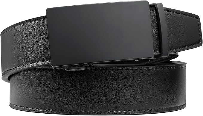 Founders & C Men's Ratchet Belt 1 3/8",Leather Dress Belt Adjustable with Click Sliding Buckle Trim to Exact Fit