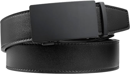 Founders & C Men's Ratchet Belt 1 3/8",Leather Dress Belt Adjustable with Click Sliding Buckle Trim to Exact Fit
