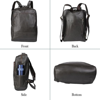 Full-Grain Leather Backpack for Men & Women, 16 Inch Laptop Bag Business Travel Backpack Minimalist Work Bag(8528- Gray)