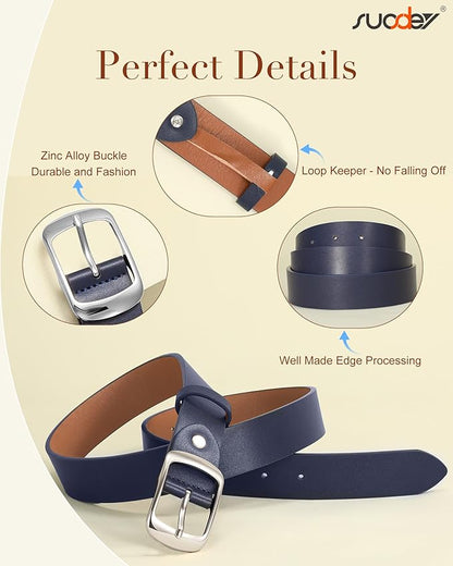 SUOSDEY Women Belts For Jeans Dresses Pants Ladies Leather Waist Belt with Elegant Buckle, Width 1.3"