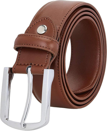 Falari Men Genuine Leather Casual Dress Belt With Single Prong Buckle, Classic Style Belt