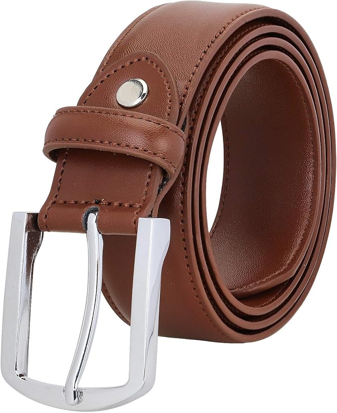 Falari Men Genuine Leather Casual Dress Belt With Single Prong Buckle, Classic Style Belt