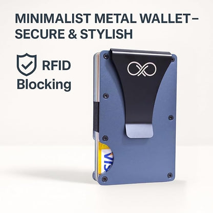 EPIAGORA Minimalist Slim Wallet – RFID Blocking Aluminum Card Holder for Men with Money Clip, Durable Metal Design