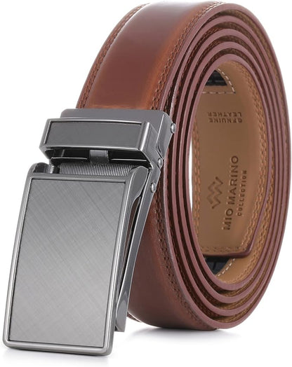 Marino Avenue Ratchet Belt for Men. Adjustable Leather Dress Belt with 38 Easy to Click Into Place Ratchet Closures.