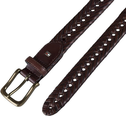 Tommy Hilfiger Men's Fully Adjustable Leather Braided Belt, Classic Strap for Jeans, Khakis & Dress Pants