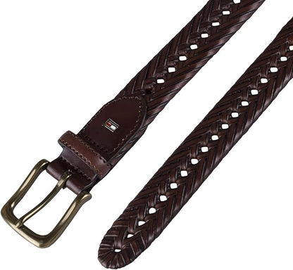 Tommy Hilfiger Men's Fully Adjustable Leather Braided Belt, Classic Strap for Jeans, Khakis & Dress Pants