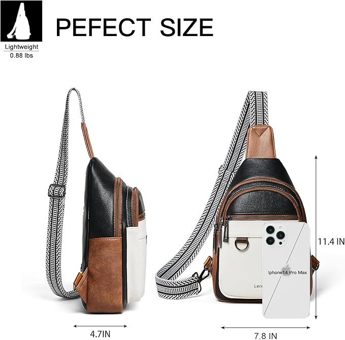 Leresas 7L Sling Bag for Women Men Vegan Leather Crossbody Bags Fanny Pack Purse Backpack Over Shoulder Bag Travel Anti Theft
