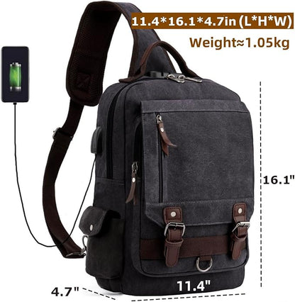 Leaper Retro Crossbody Bag Sling Bag Canvas Messenger Bag for Men Women Shoulder Bag Crossbody Handbags Satchel Travel Bag