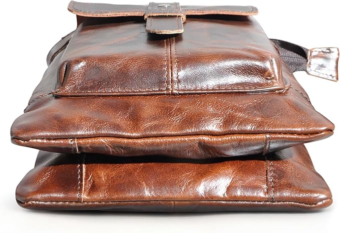 Le'aokuu Mens Genuine Leather Fanny Small Messenger Shoulder Satchel Waist Bag Pack 8711
