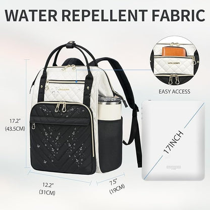KROSER Laptop Backpack 17" Stylish Backpack Water Repellent College Casual Daypack Travel Business Work Bag for Men/Women-Beige/Black