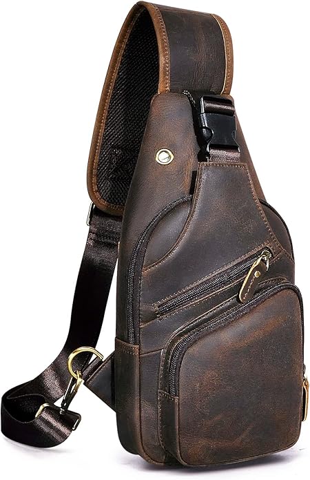 Le'aokuu Men Fashion Casual Tea Designer Travel Hiking Crossbody Chest Sling Bag Rig One Shoulder Strap Bag Men Leather 8015 | Fashion, Casual, Tea, Designer, Travel, Hiking