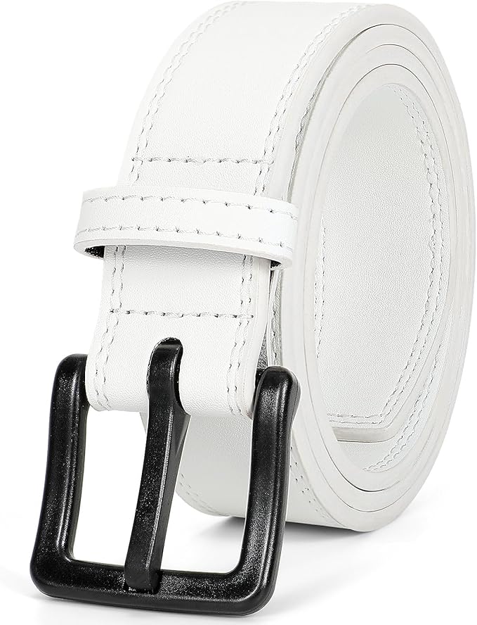 XZQTIVE Men’s Metal Free Belt Hypoallergenic Leather Belts For Jeans Dress Nickle Free TSA Belt With Black Buckle