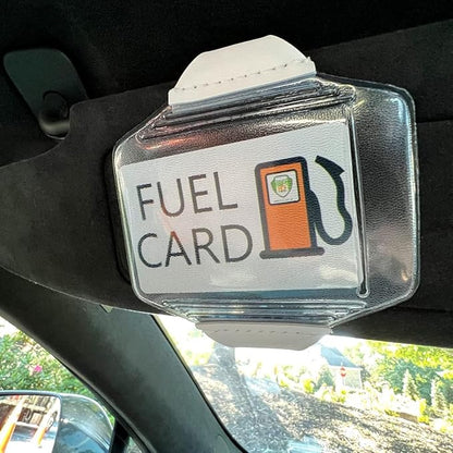 5 Pack - Heavy Duty Visor Fuel Card Holder with Clear Vinyl Pocket - Truck & Car Accessories for Interior - Drivers License, Auto Insurance Card & Fleet Vehicle Gas Log Storage - Specialist ID (Black)