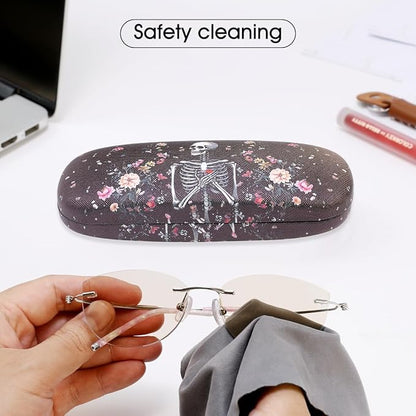 PERFECTSIGHT Hard Shell Eyeglasses Case, PU Leather Protective Glasses Case, Cute Eyeglass Case for Women Men Girls