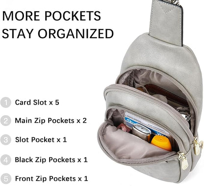 BOSTANTEN Small Sling Bag for Women Leather Crossbody Bags Fanny Pack Chest Bag for Travel