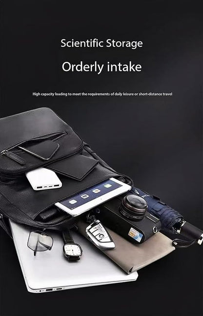 Business Men and Women PU Leather Backpack 15.6inch Laptop Waterproof Backpack Travel Commuter Lightweight schoolbag (Brown backpack5,Large)
