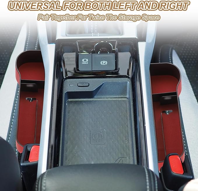 HARFINGTON Car Seat Gap Filler Organizer 10.6 x 7.1 x 2.8 Inch ABS+Leather Universal Car Organizer Storage Box Between Seat and Console(Left) with Cup Holder for Phone Keys, Black