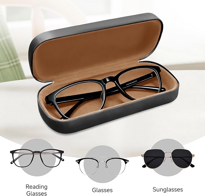 Glasses Case Large Hard Shell Eyeglasses Case PU Leather Protective for Sunglasses Eyeglasses