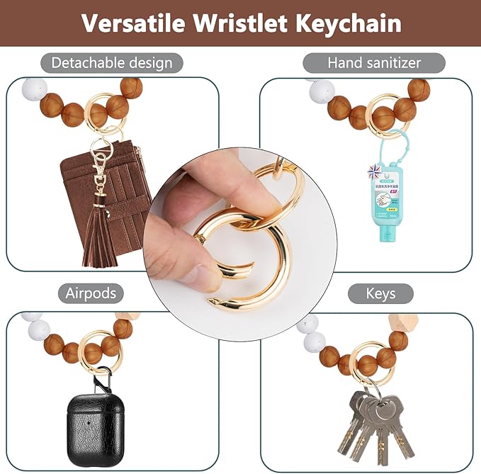 KNGITRYI Wallet Keychain Wristlet for Women,Slim RFID Credit Card Holder Purse Tassel Keychain Bangle Key Ring for Men Women