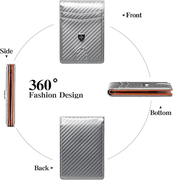 Mens Wallet Leather Credit Card Holder Slim Bifold RFID Blocking Front Pockets Minimalist Wallets for Men with ID Window